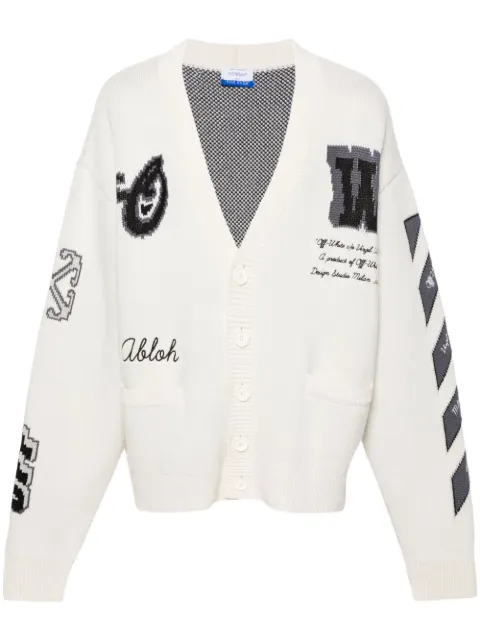 Off-White Varsity ribbed V-neck cardigan Neutrals OMHB019C99KNI0016110
