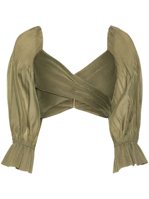 ZIMMERMANN plissé cropped top Green 1229TRS24