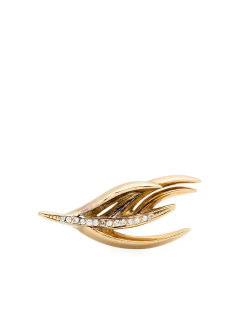 Shaun Leane 18kt gold vermeil Feather diamond single stud earring Green SLS669GPLEFT