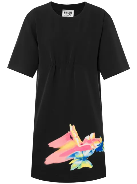 MOSCHINO JEANS graphic-print T-shirt minidress Black A04518227