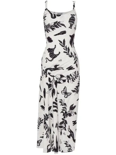 MOSCHINO JEANS graphic-print midi dress White A04368243