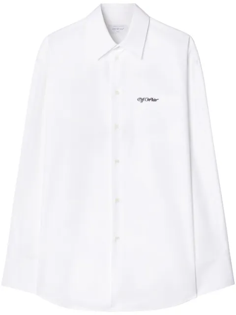 Off-White College cotton-poplin shirt White OMGE004F24FAB0010110