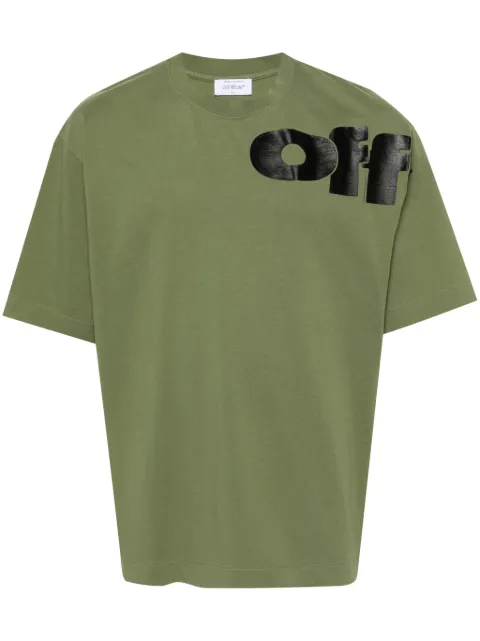 Off-White Shared Logo cotton T-shirt Green OMAA120F24JER00G5810