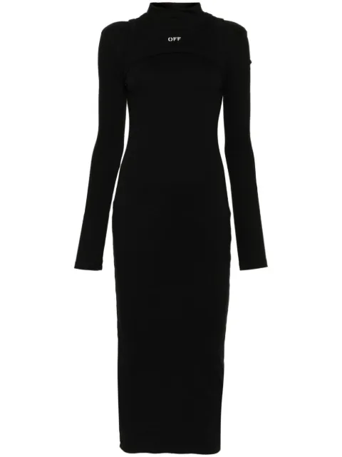 Off-White Off Stamp rib round dress Black OWDB495C99JER0011001