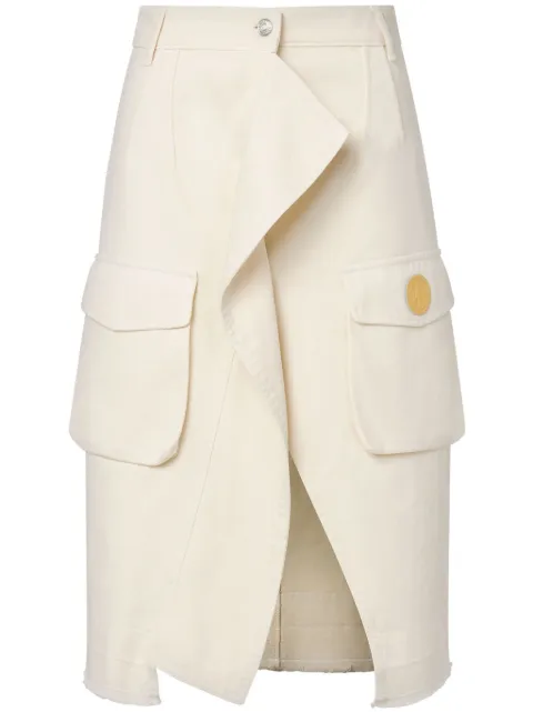 MOSCHINO JEANS asymmetric cargo denim skirt White A01198225