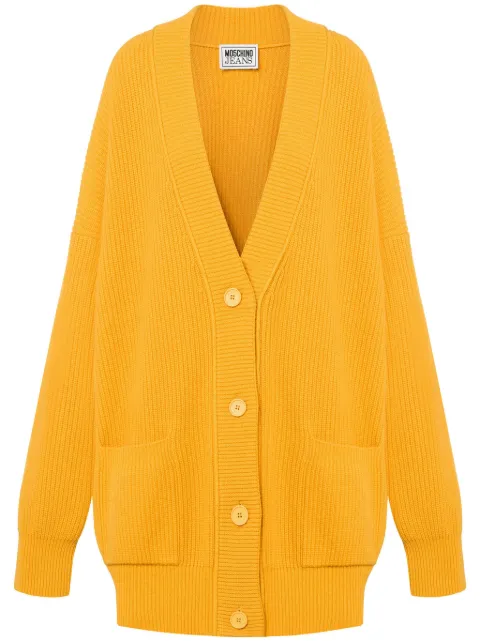 MOSCHINO JEANS oversized V-neck cardigan Yellow A06818204