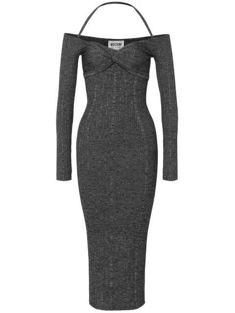 MOSCHINO JEANS off-shoulder ribbed midi dress Grey A04818201