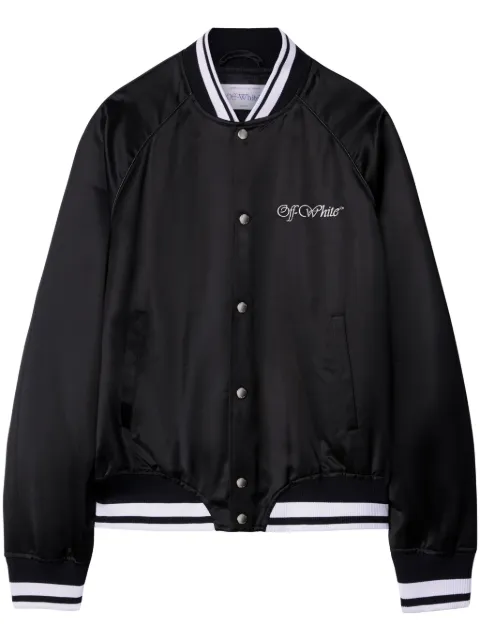 Off-White College satin bomber jacket Black OMEH05AF24FAB0021001