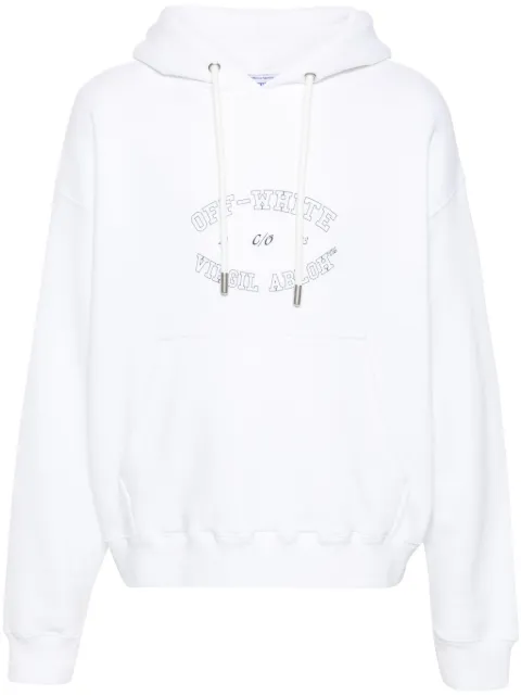 Off-White logo-print cotton hoodie White OMBB085F24FLE00S0110