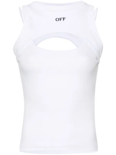 Off-White layered-design ribbed top White OWAD237C99JER0010110