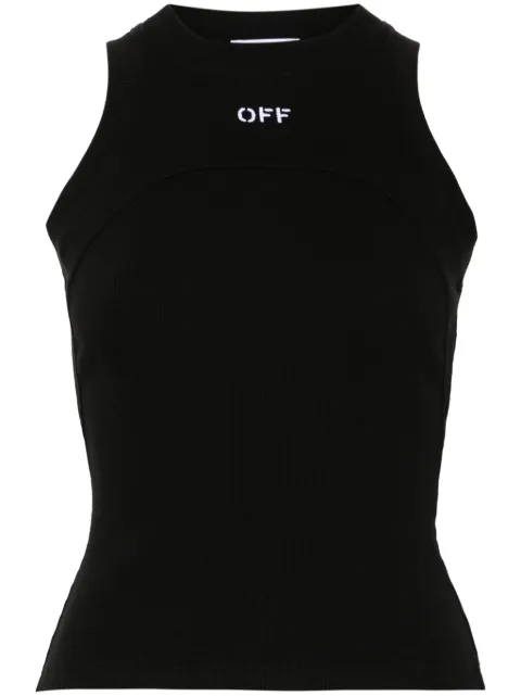 Off-White logo-embroidered ribbed tank top Black OWAD236C99JER0011001