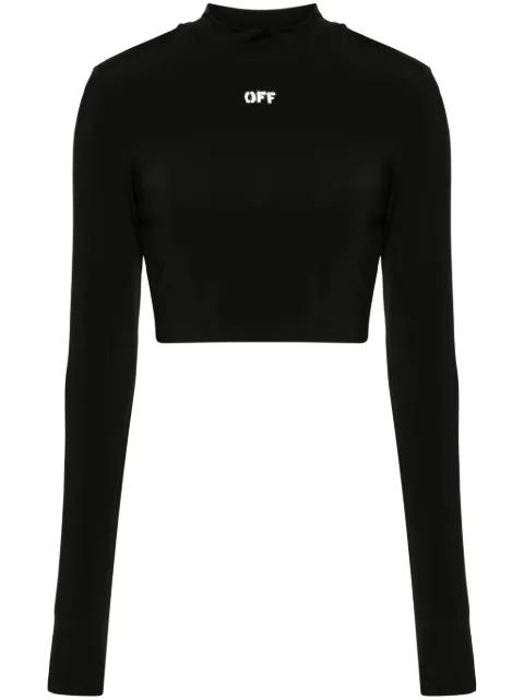 Off-White logo-print cropped T-shirt Black OWAD235C99JER0011001