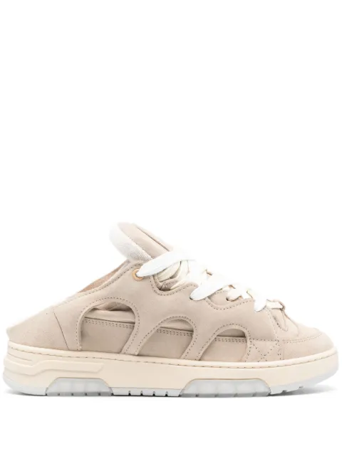 SANTHA panelled suede slippers Neutrals YU01SBSULS