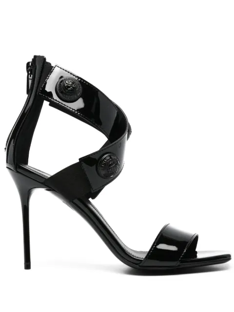 Balmain Alma 95mm leather sandals Black CN1UH907LPAT