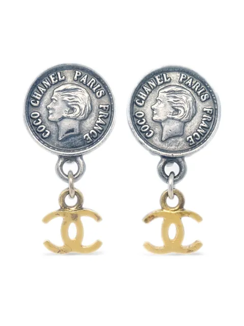 CHANEL Pre-Owned 1995 Mademoiselle CC dangle earrings Silver ER95P