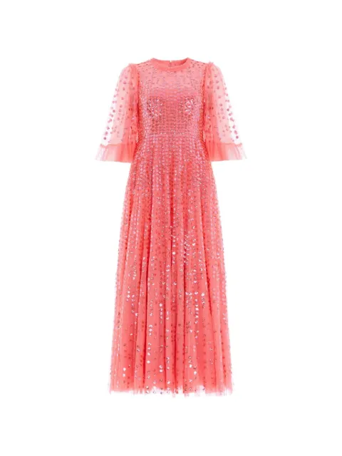 Needle & Thread short-sleeve evening dress Pink DGSS44RHS24PSK