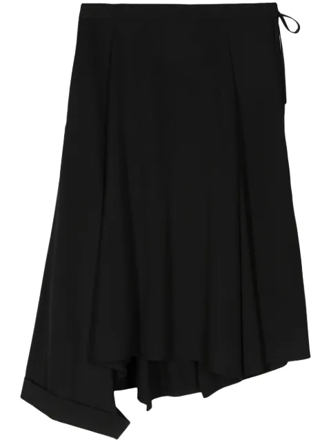 Yohji Yamamoto asymmetric wool midi skirt Black FSS66101