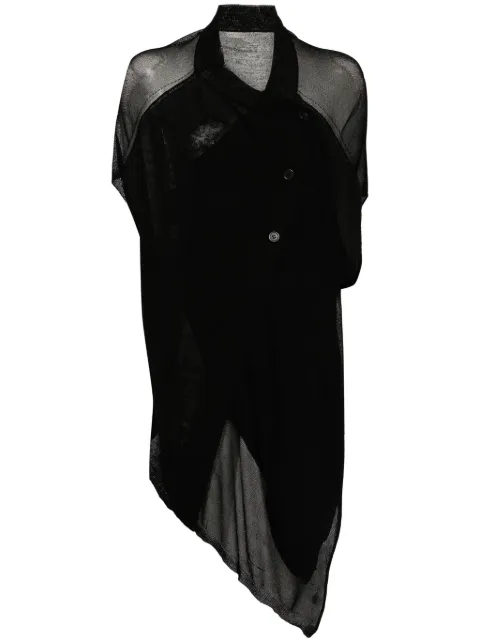 Yohji Yamamoto asymmetric sheer top Black FSK19988