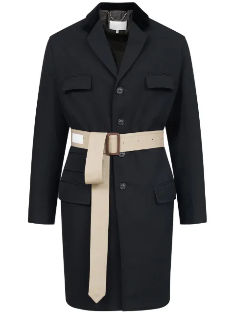 Maison Margiela two-tone belted coat Black S67AA0053M35089