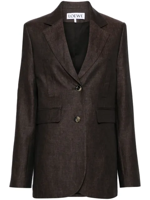 LOEWE single-breasted linen blazer Brown S540Y03XA2