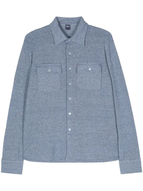 Fedeli cashmere-linen blend long-sleeve shirt Blue 7UE06029
