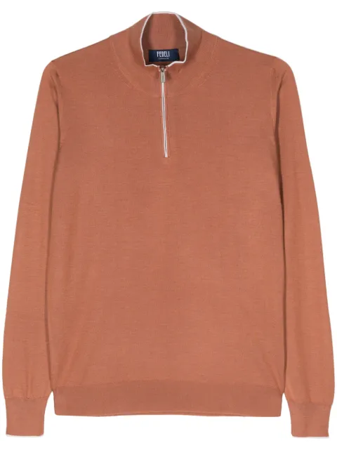 Fedeli cashmere-silk blend fine-knit jumper Orange 7UE07122B