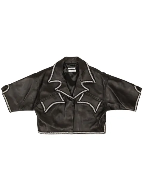 RHUDE lace-trim leather shirt Black RHSS22SH003063720372