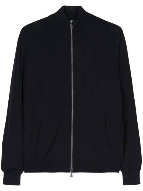 Fedeli virgin wool zip-up cardigan Blue 7UE07900