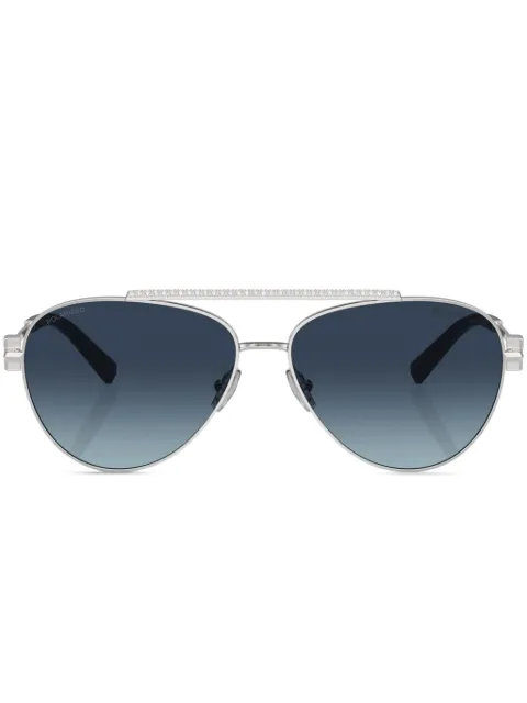 Tiffany & Co Eyewear crystal-embellished round-frame sunglasses Silver 0TF3101B