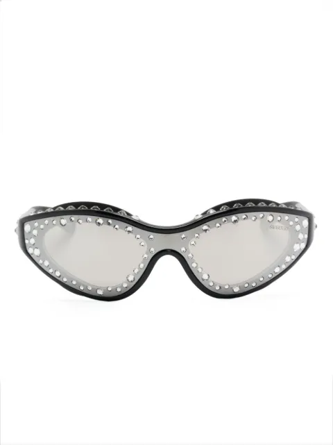 Swarovski Eyewear crystal-embellished goggle-frame sunglasses Black SK602410016G