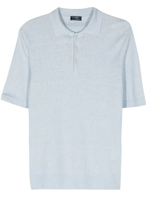 Barba short-sleeve ribbed polo shirt Blue 1864157518
