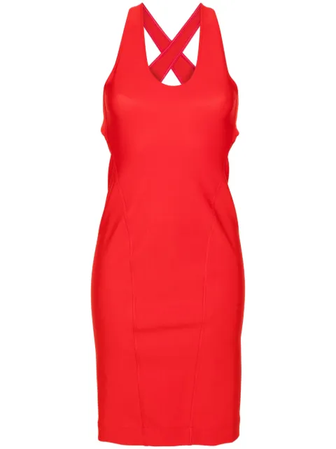 Alaïa crossover-strap dress Red AA9R13005J058