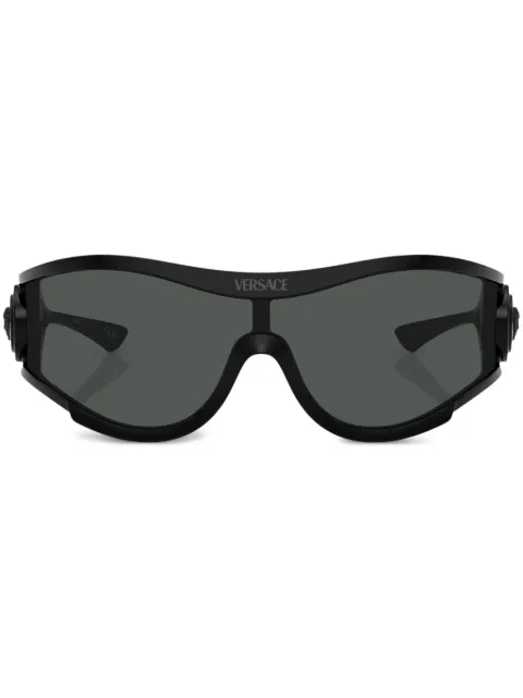 Versace Eyewear Medusa plaque shield-frame sunglasses Black 0VE447542536087