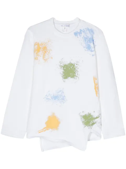 Comme Des Garçons Shirt spray-paint-effect asymmetric jumper White FMN002