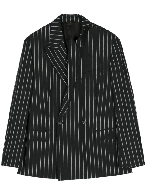 marina yee striped double-breasted blazer Black BLACKJACK