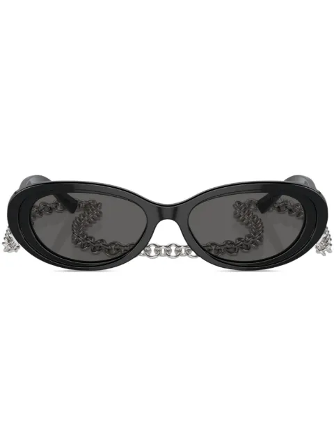 Tiffany & Co Eyewear oval frame tinted sunglasses Black TF42218001S4