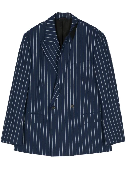 marina yee striped double-breasted blazer Blue BLACKJACK