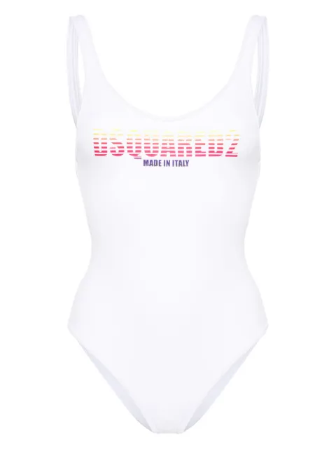 DSQUARED2 logo-print swimsuit White D6BGC4990ISA01