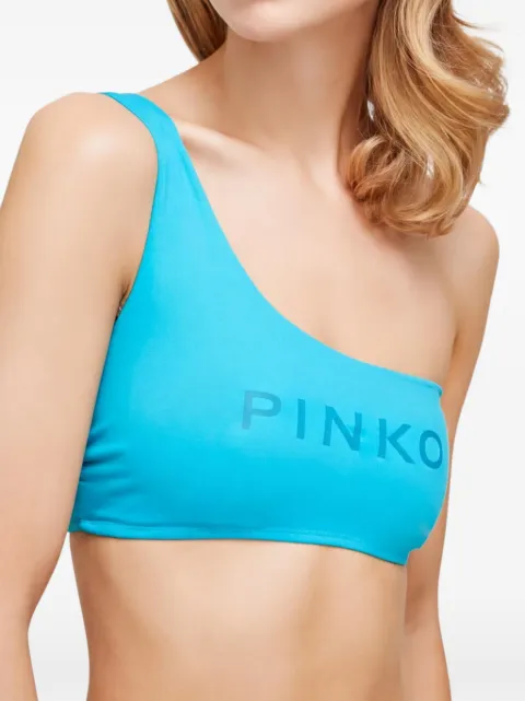 PINKO one-shoulder logo-print bikini top Blue 101041A0S4