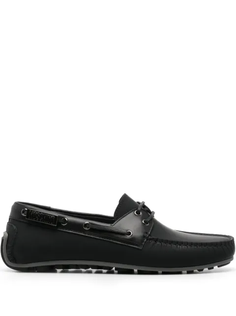 Moschino logo-plaque boat shoes Black MB10340G1LGO1