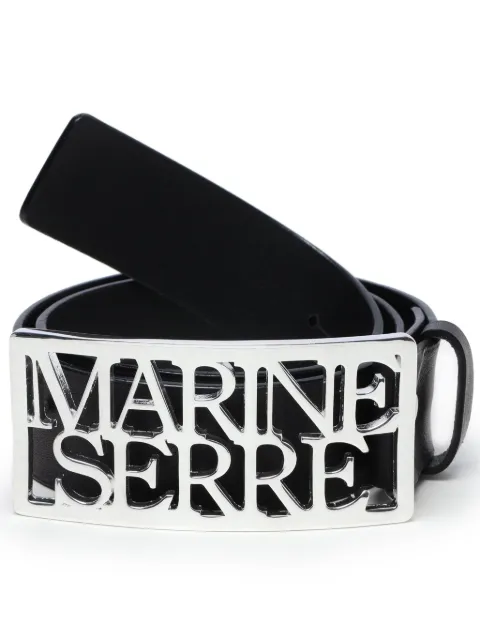 Marine Serre logo-buckle leather belt Black ULG006RLEA0011S24