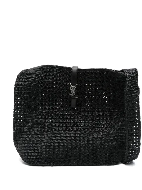 Saint Laurent medium Les 5 À 7 raffia shoulder bag Black 778827GAAEN