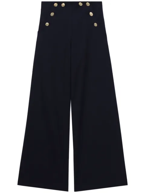 yuhan wang decorative-button palazzo pants Blue SS2400TR14