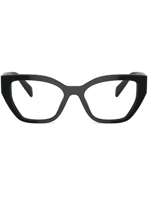 Prada Eyewear matte geometric-frame glasses Black SPRA16V16K1O1