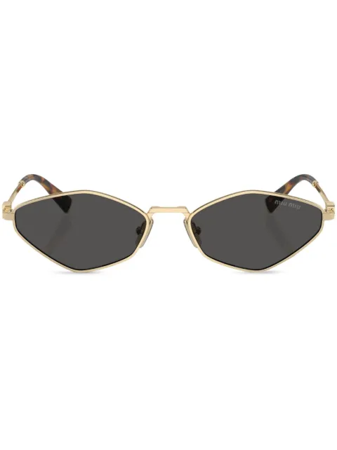 Miu Miu Eyewear logo-lettering geometric-frame sunglasses Gold SMU56ZC056E5AK