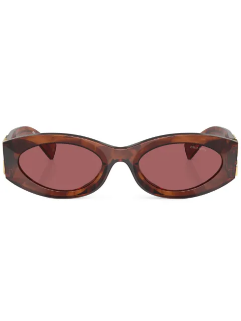 Miu Miu Eyewear logo-lettering oval-frame sunglasses Brown SMU11WC054E11Q