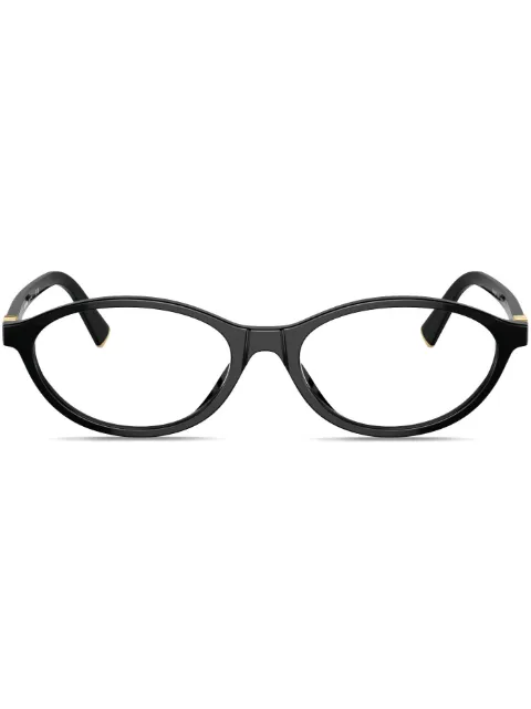 Miu Miu Eyewear logo-plaque oval-frame glasses Black MU09XV16K1O1