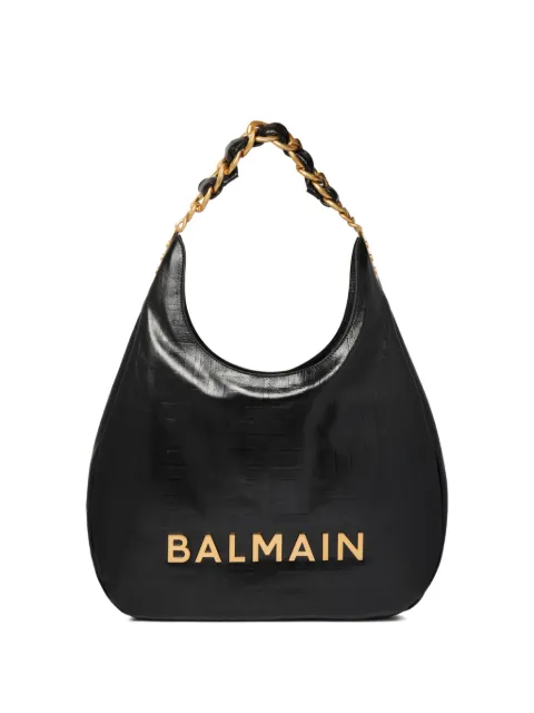 Balmain 1945 crinkled leather shoulder bag Black DN1BT929LETF