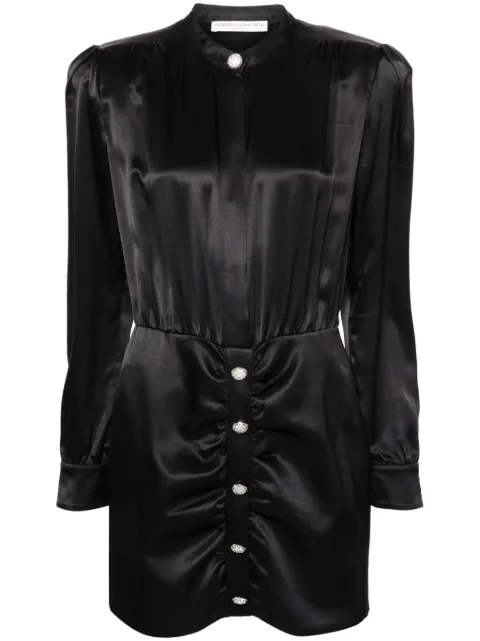 Alessandra Rich long-sleeve silk dress Black FABX3746F2569