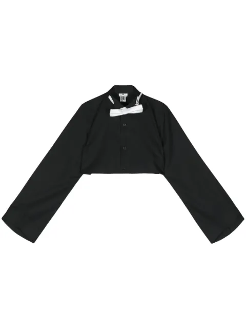 Noir Kei Ninomiya bow-tie cropped shirt Black 3MB007